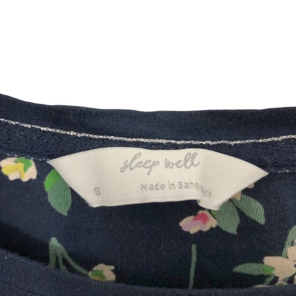 Sleep Well Navy Floral Round Neck Short Sleeve Nightshirt Size 8 - Picture 3 of 6